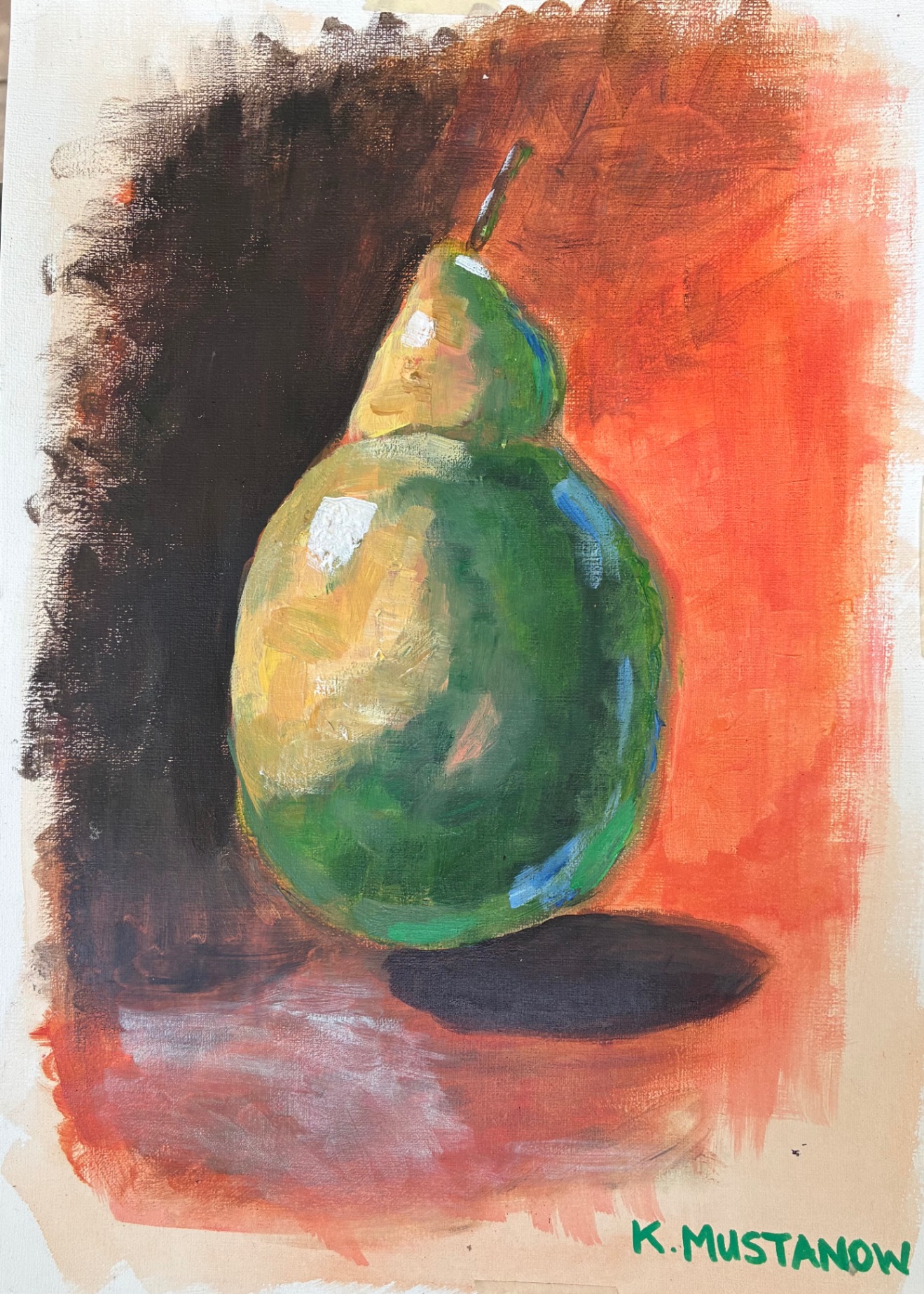 Pear Study No. 1 — Pastel by Kat Mustanow