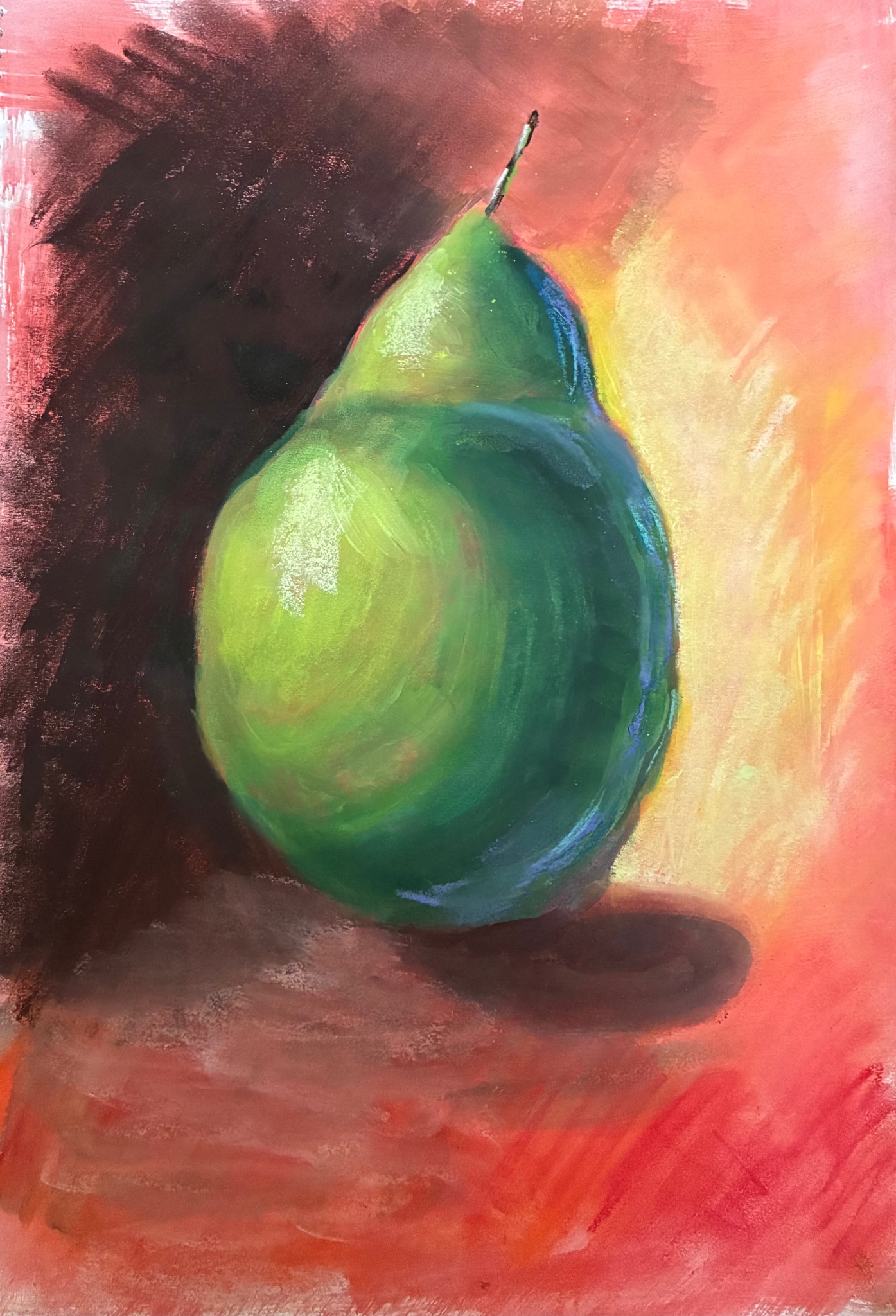 Pear Study No. 2 — Acrylic and Pastel by Kat Mustanow